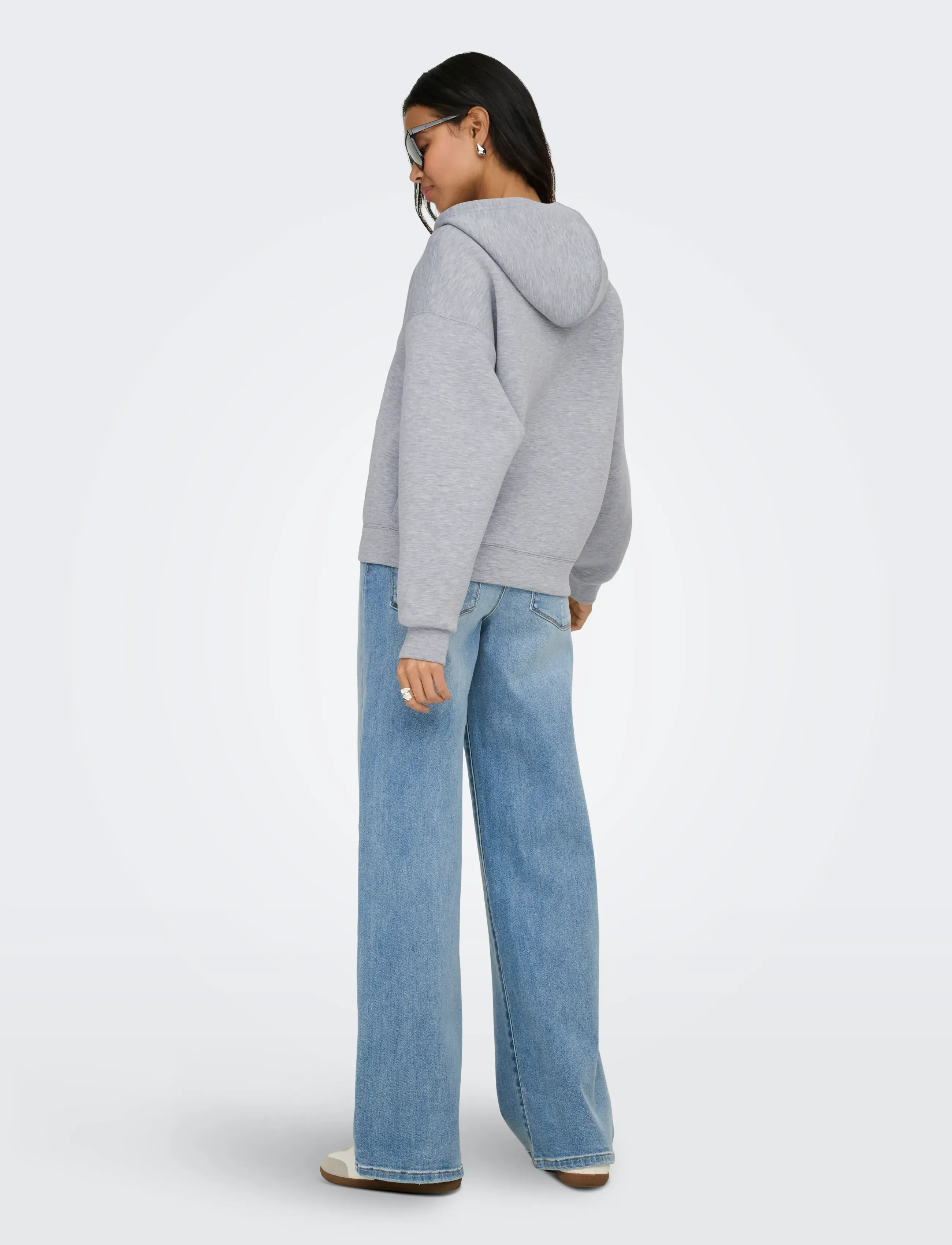 ONLY - ONLNAOMI L/S TWO-WAY ZIP HOODIE SWT NOOS - hættetrøjer - light grey melange - 3