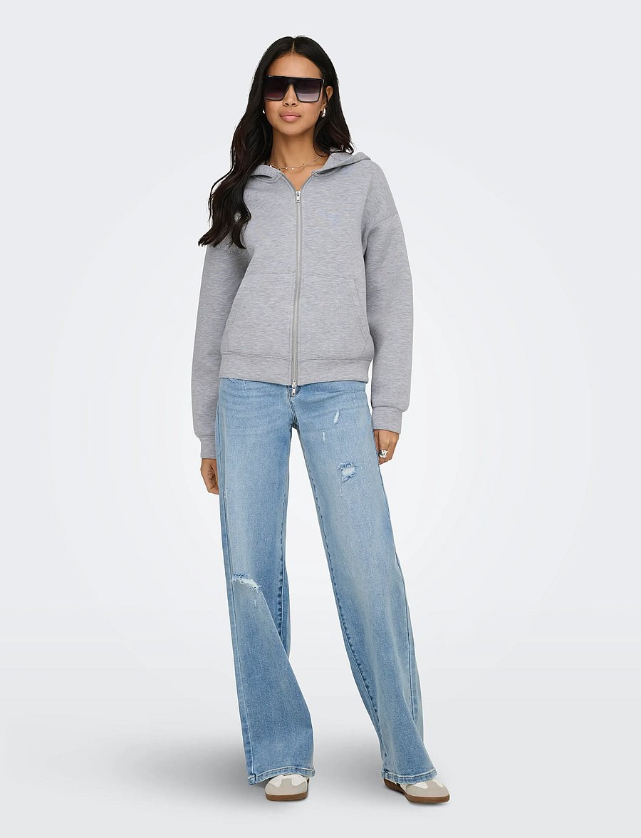 ONLY - ONLNAOMI L/S TWO-WAY ZIP HOODIE SWT NOOS - kapuzenpullover - light grey melange - 4