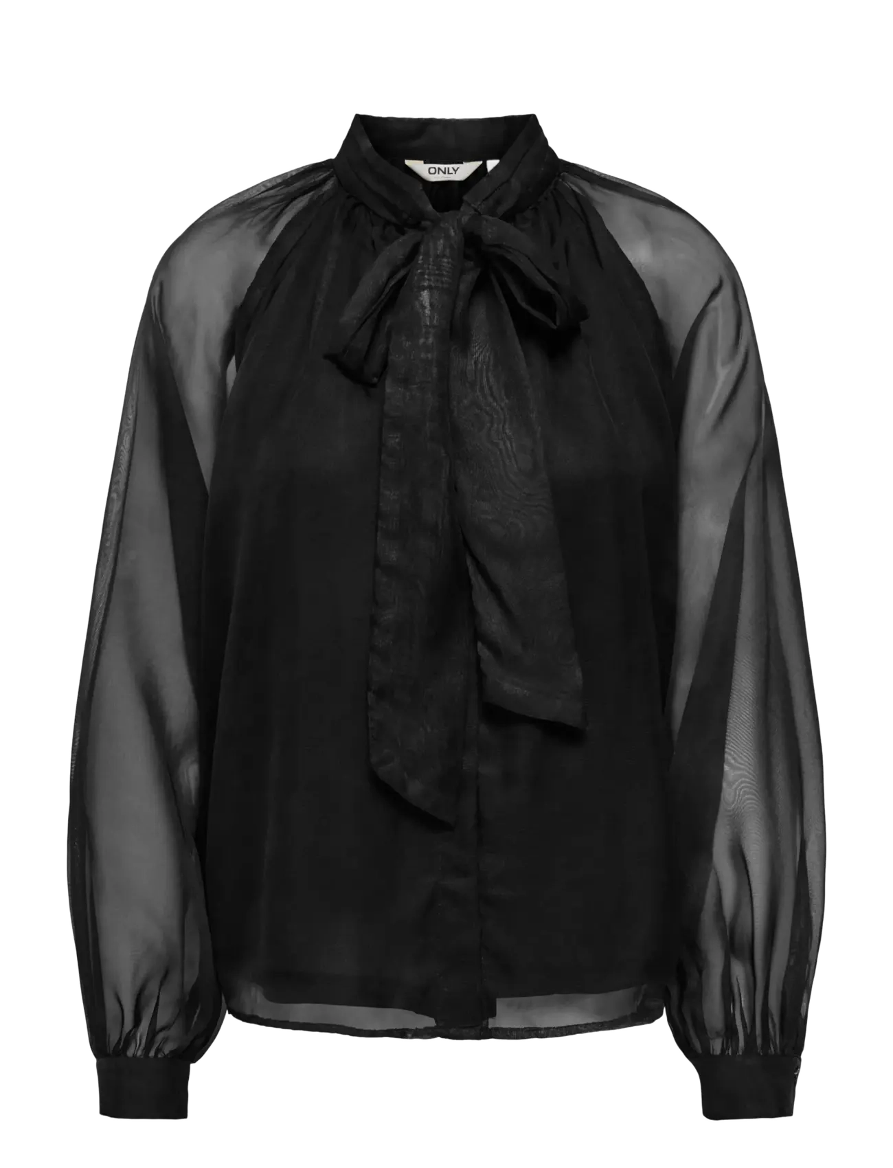 ONLY ONLLUMERIA L/S TIE BLOUSE WVN - Bluser - BLACK / black