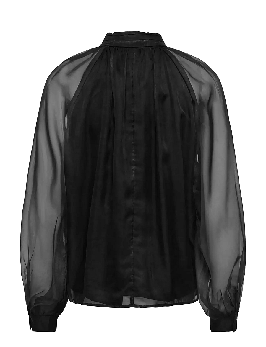 ONLY - ONLLUMERIA L/S TIE BLOUSE WVN - black - 1