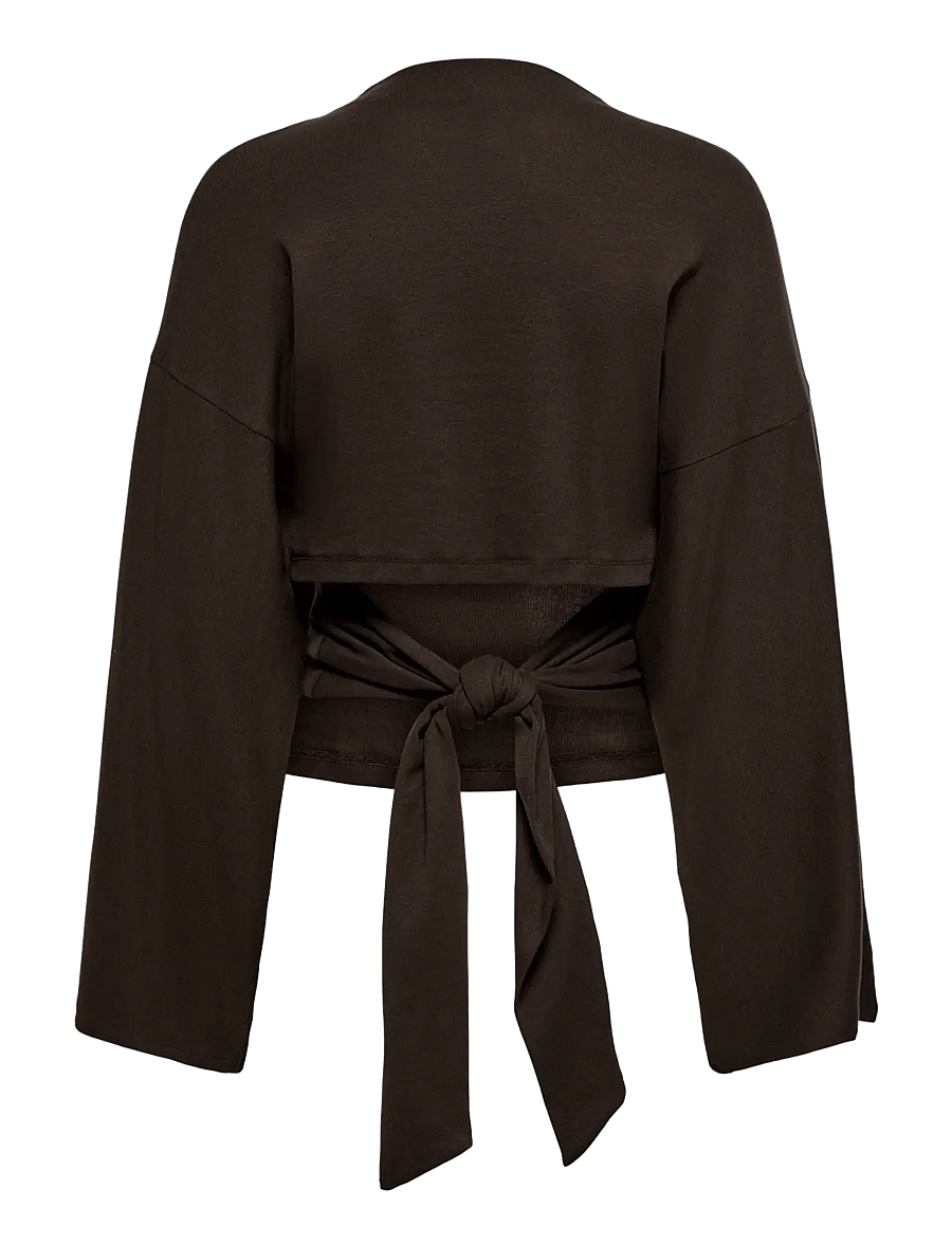 ONLY - ONLESTRID L/S TIE TOP JRS - pikkade varrukatega topid - coffee bean - 2