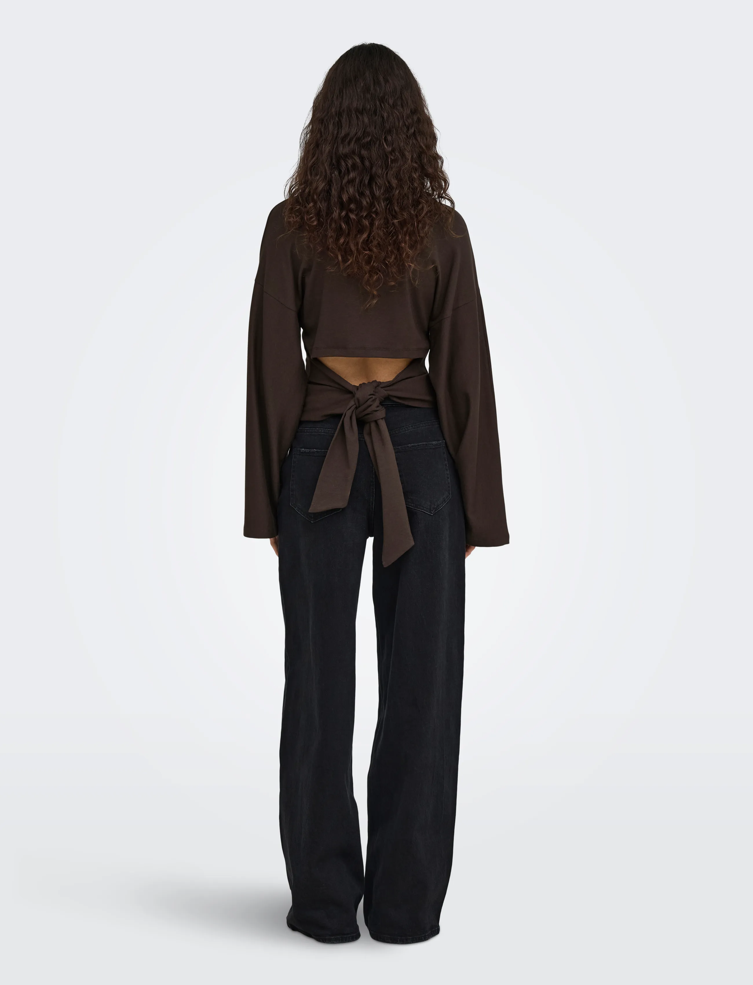 ONLY - ONLESTRID L/S TIE TOP JRS - långärmade toppar - coffee bean - 3