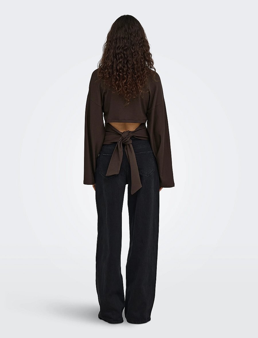 ONLY - ONLESTRID L/S TIE TOP JRS - pikkade varrukatega topid - coffee bean - 3
