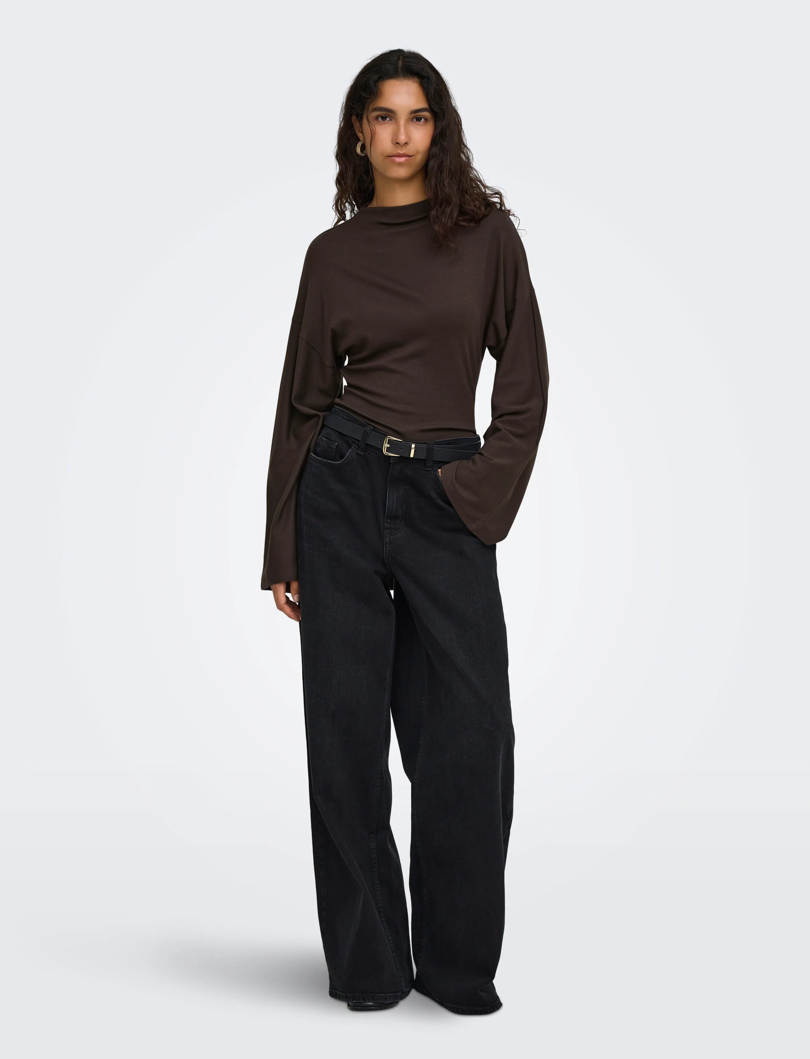ONLY - ONLESTRID L/S TIE TOP JRS - långärmade toppar - coffee bean - 4