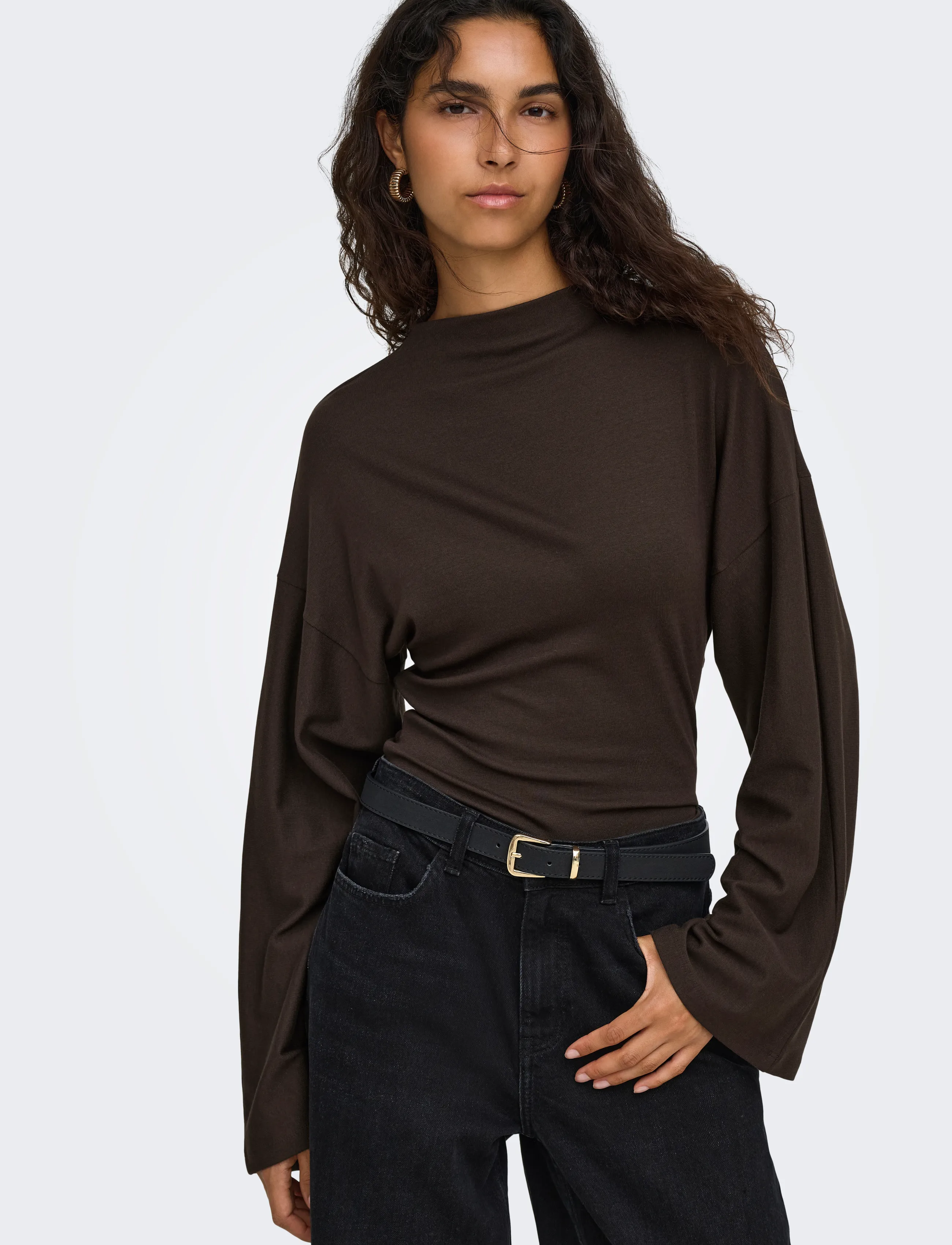 ONLY - ONLESTRID L/S TIE TOP JRS - långärmade toppar - coffee bean - 5