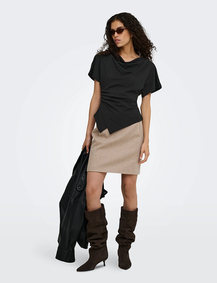 ONLY - ONLEMBER S/S WATERFALL TOP JRS - t-shirts - black - 4