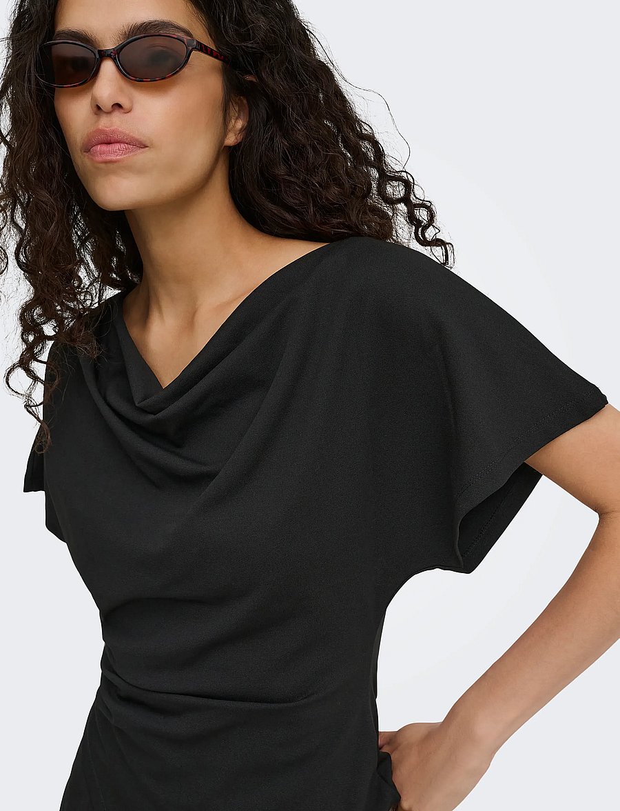 ONLY - ONLEMBER S/S WATERFALL TOP JRS - t-shirts - black - 5