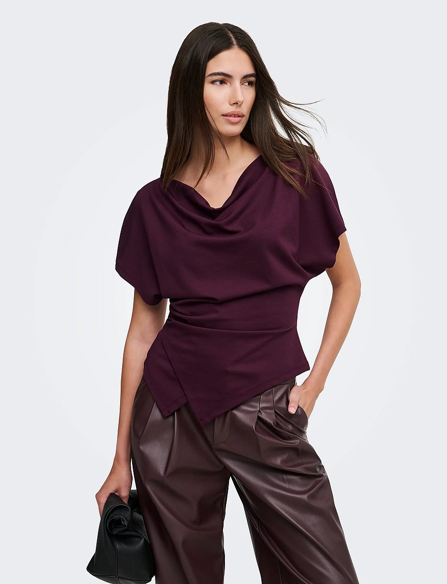 ONLY - ONLEMBER S/S WATERFALL TOP JRS - t-shirts - winetasting - 0