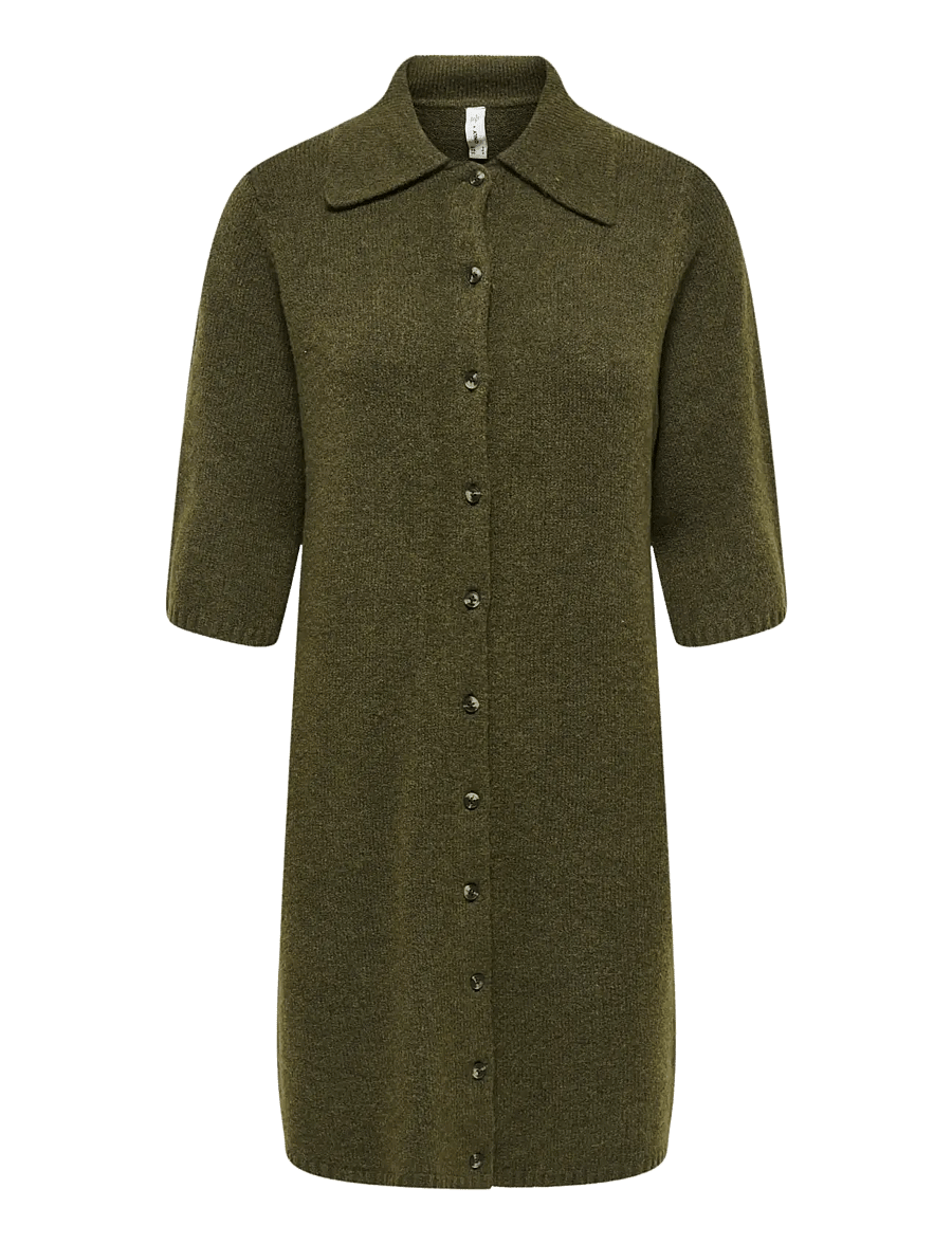 ONLY - ONLALIVIA 2/4 COLLAR DRESS KNT - skjortklänningar - beech - 1