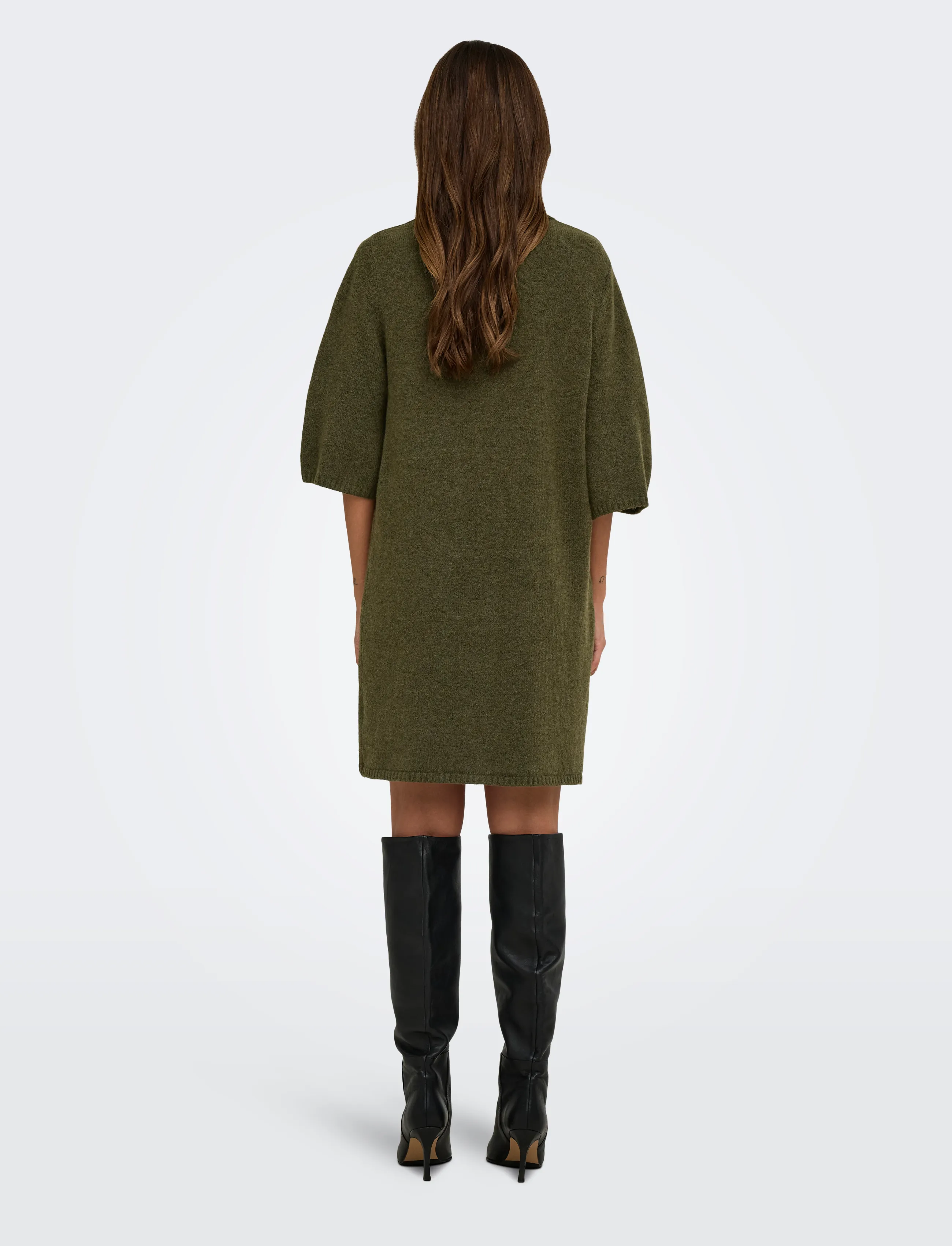 ONLY - ONLALIVIA 2/4 COLLAR DRESS KNT - skjortklänningar - beech - 3