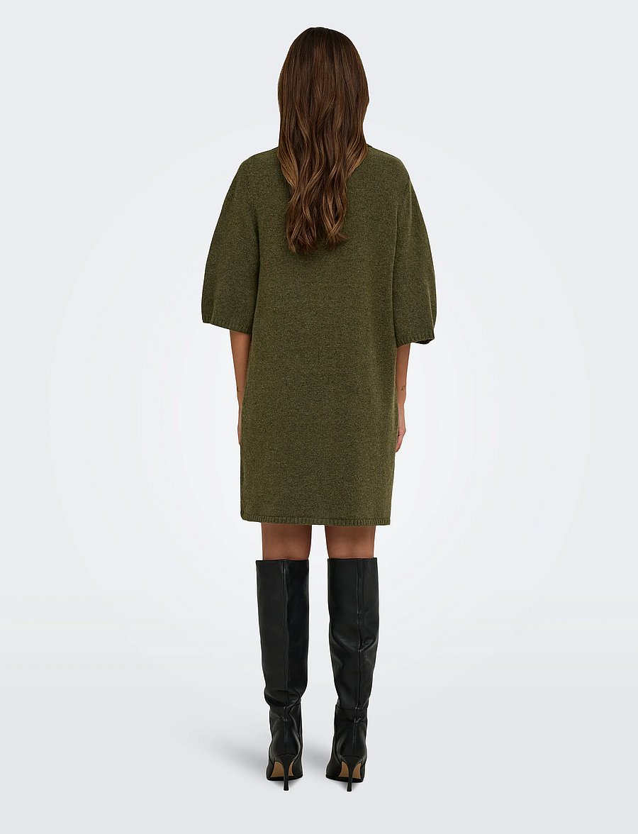 ONLY - ONLALIVIA 2/4 COLLAR DRESS KNT - skjortklänningar - beech - 3
