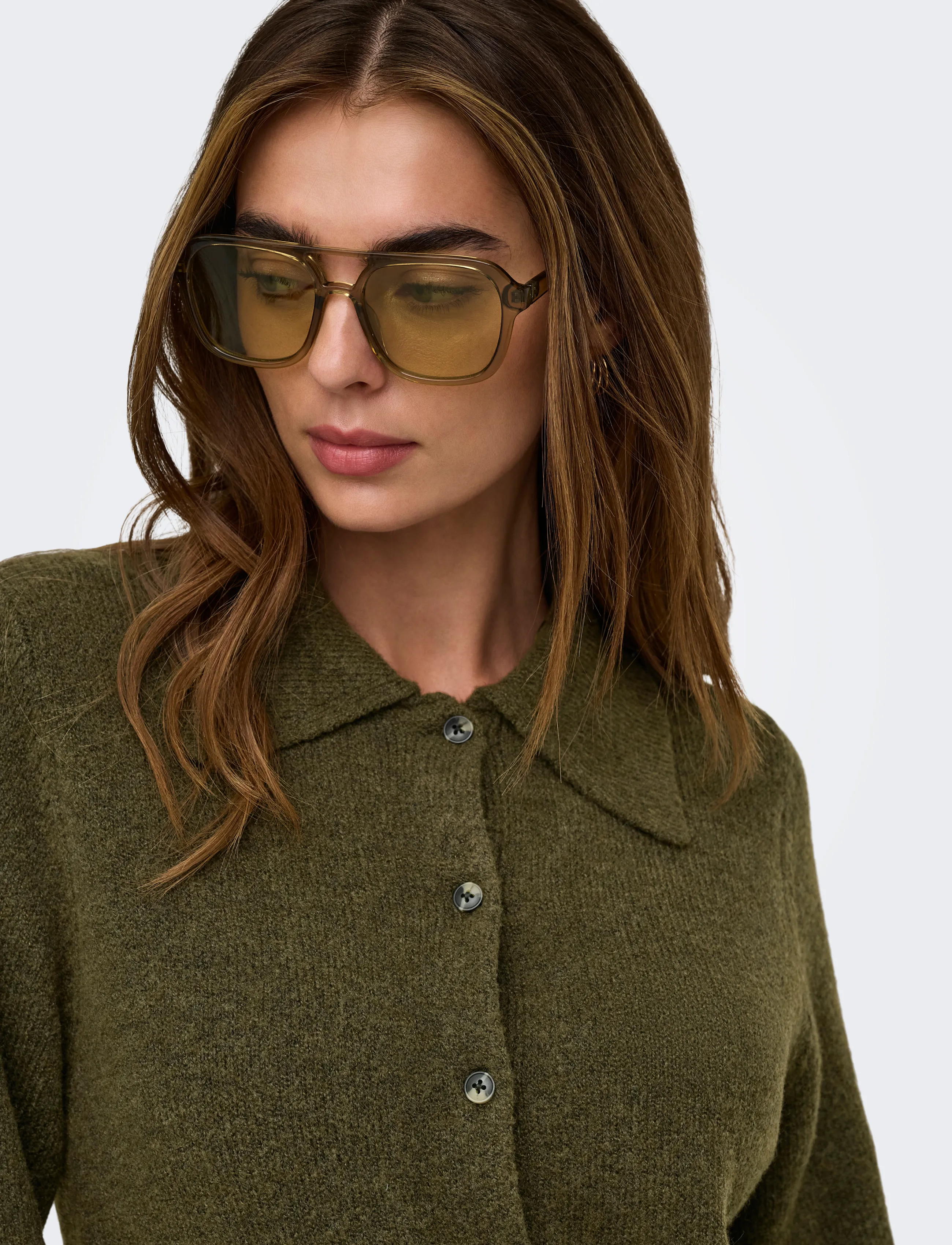 ONLY - ONLALIVIA 2/4 COLLAR DRESS KNT - skjortklänningar - beech - 5