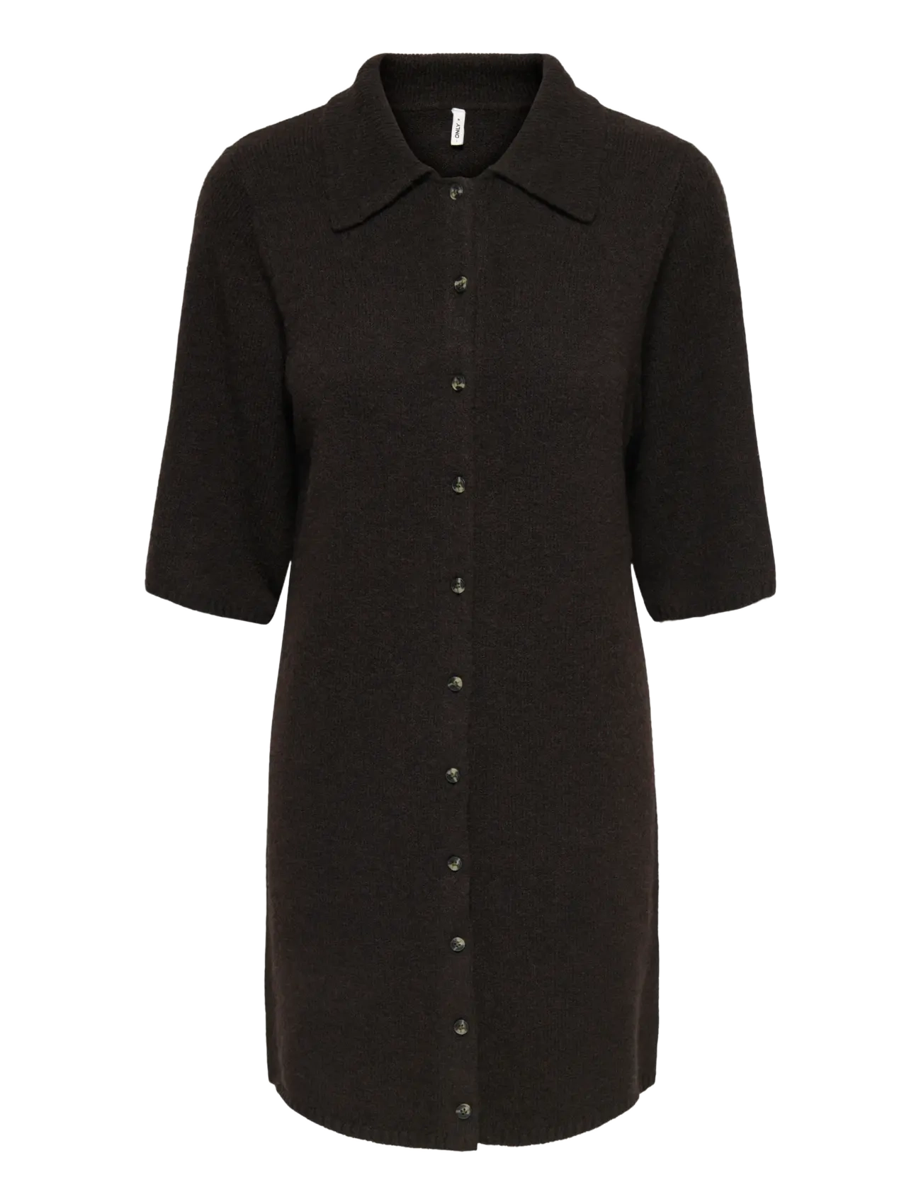 ONLY - ONLALIVIA 2/4 COLLAR DRESS KNT - skjortekjoler - coffee bean - 1