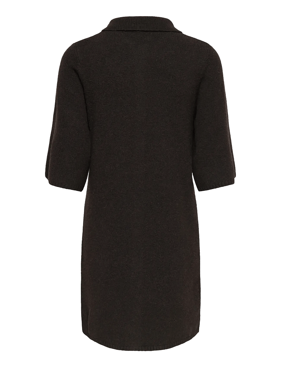 ONLY - ONLALIVIA 2/4 COLLAR DRESS KNT - skjortekjoler - coffee bean - 2