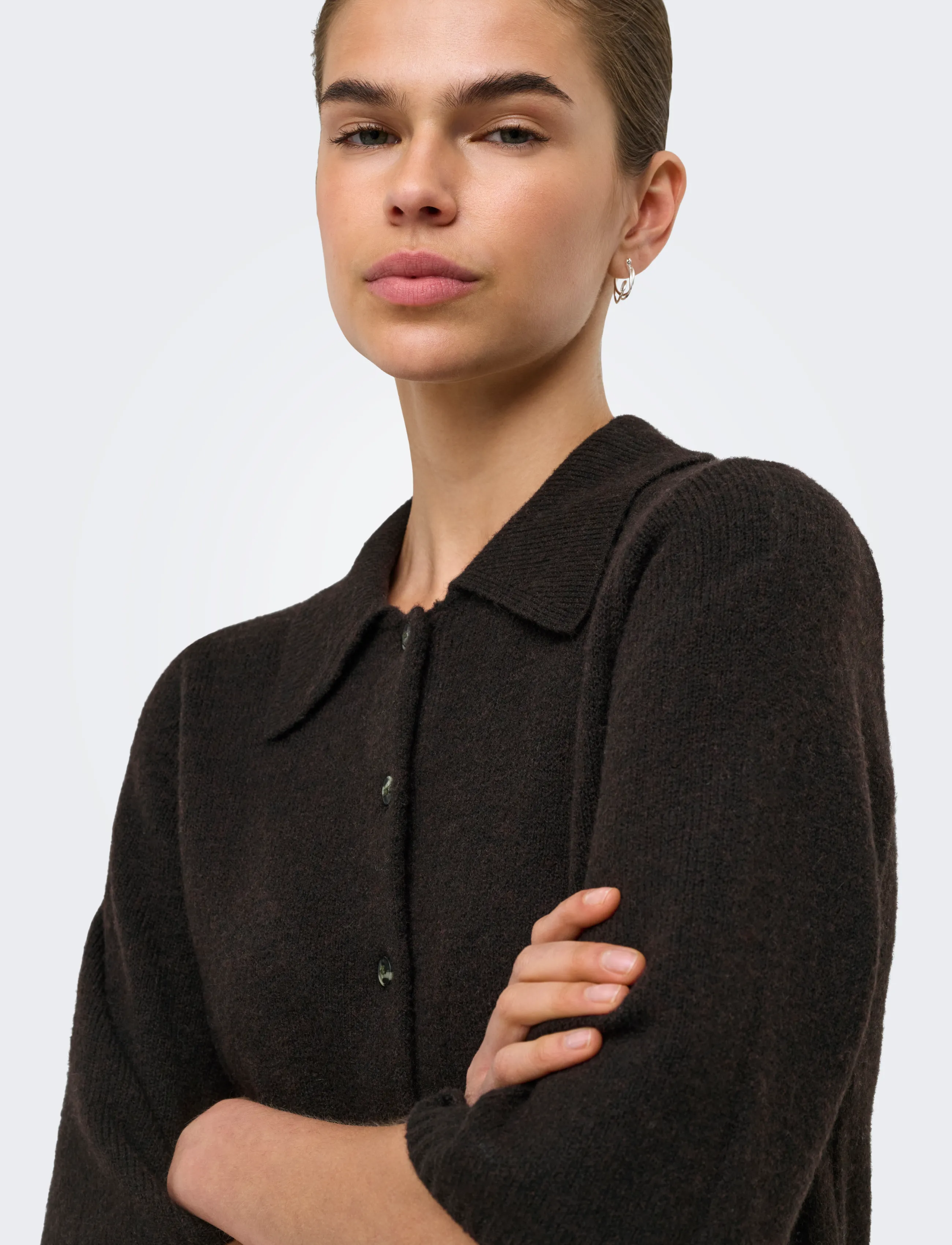 ONLY - ONLALIVIA 2/4 COLLAR DRESS KNT - skjortekjoler - coffee bean - 5