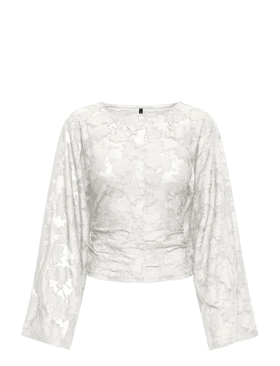 ONLY - ONLNADIA L/S RUCHING TOP JRS - langärmelige blusen - cloud dancer - 0