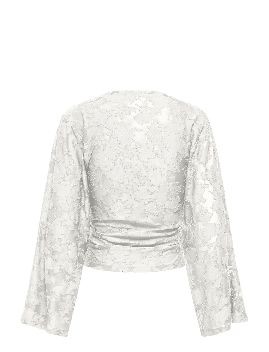 ONLY - ONLNADIA L/S RUCHING TOP JRS - langärmelige blusen - cloud dancer - 1