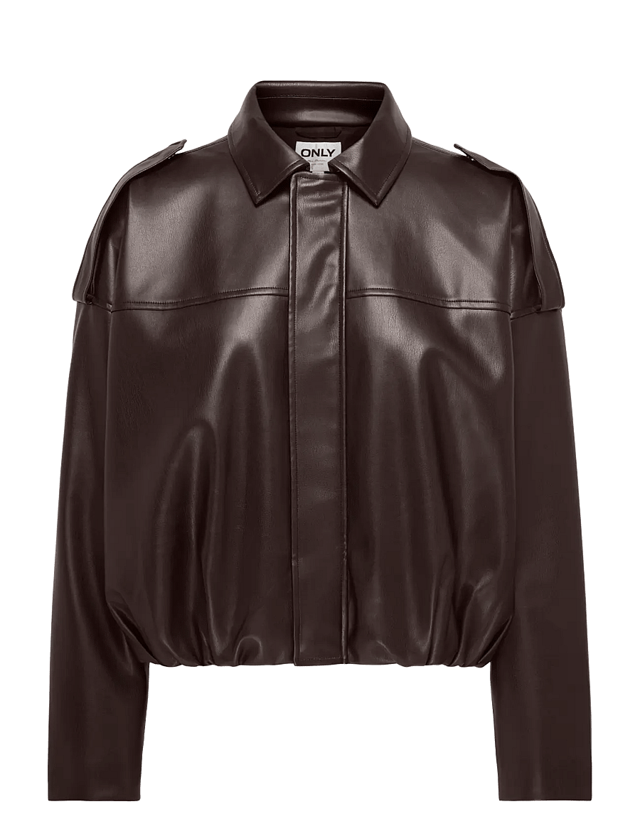 ONLY - ONLMOON-NELI L/S FAUX LEATHER BOMBER PNT - chocolate torte - 1