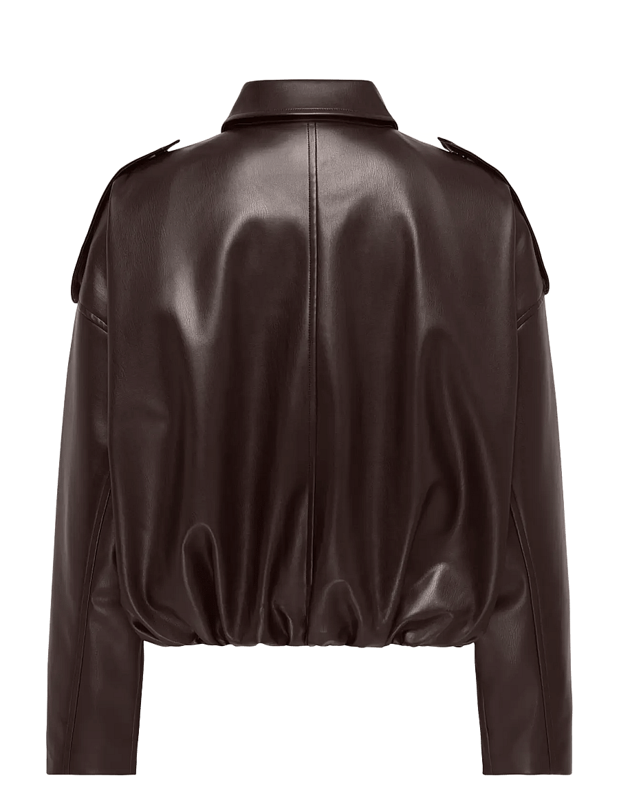 ONLY - ONLMOON-NELI L/S FAUX LEATHER BOMBER PNT - chocolate torte - 2