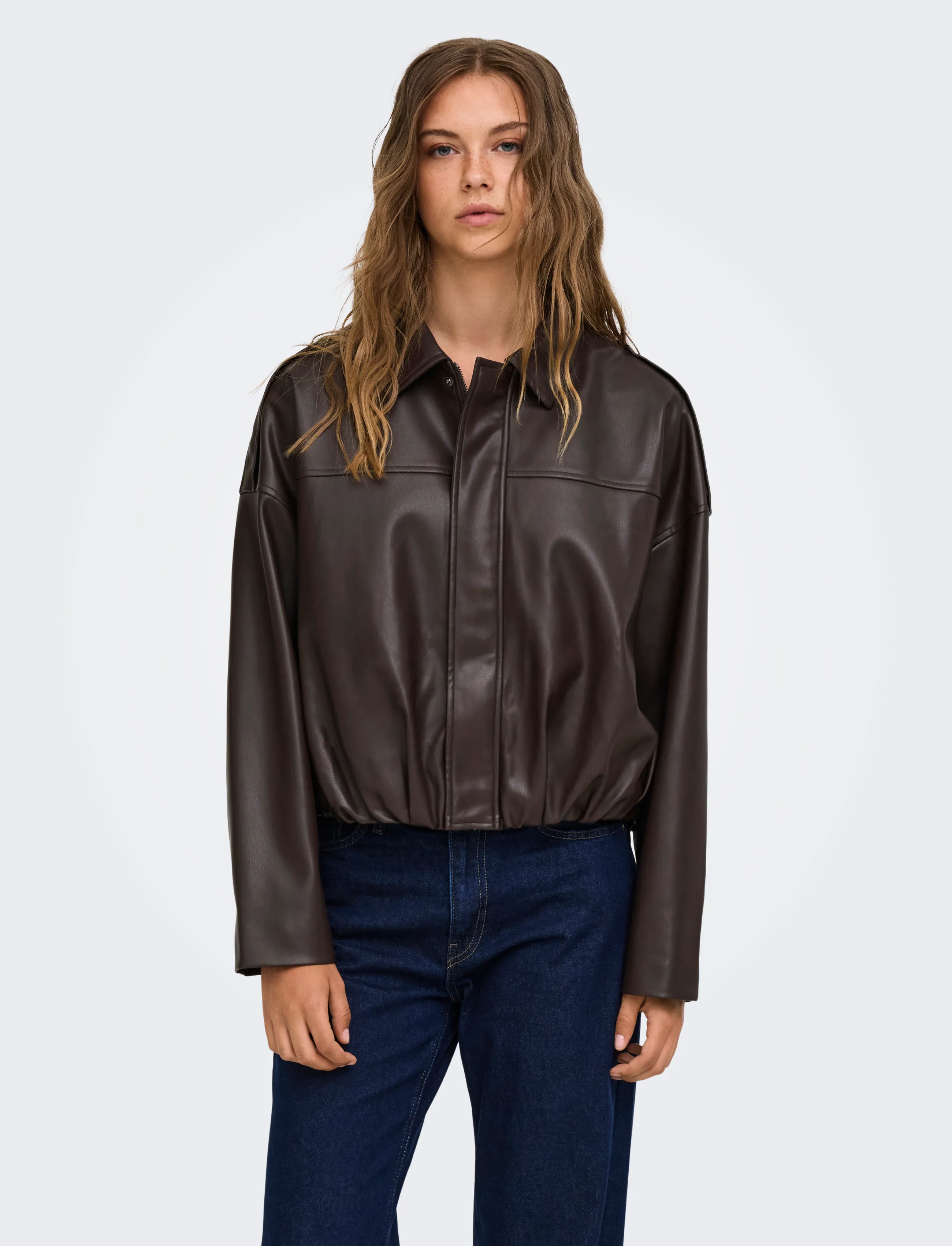 ONLY ONLMOON-NELI L/S FAUX LEATHER BOMBER PNT - Bomberjacken - CHOCOLATE TORTE / brown