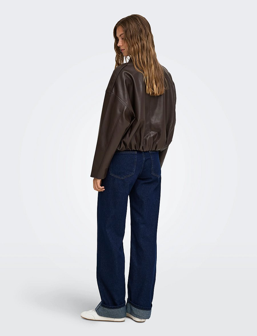 ONLY - ONLMOON-NELI L/S FAUX LEATHER BOMBER PNT - chocolate torte - 3