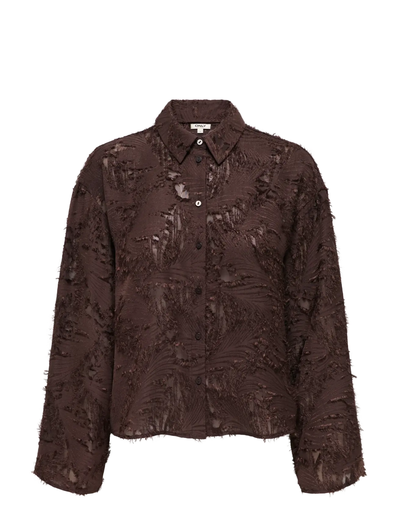 ONLY ONLMOVIDA L/S JAQUARD SHIRT WVN - Blouses & Shirts - COFFEE BEAN / brown