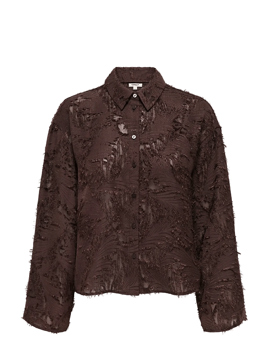 ONLY - ONLMOVIDA L/S JAQUARD SHIRT WVN - long-sleeved shirts - coffee bean - 0