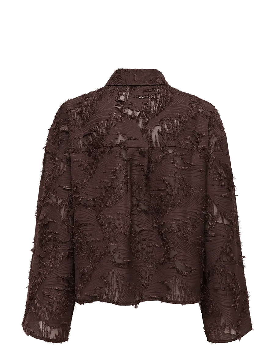 ONLY - ONLMOVIDA L/S JAQUARD SHIRT WVN - long-sleeved shirts - coffee bean - 1