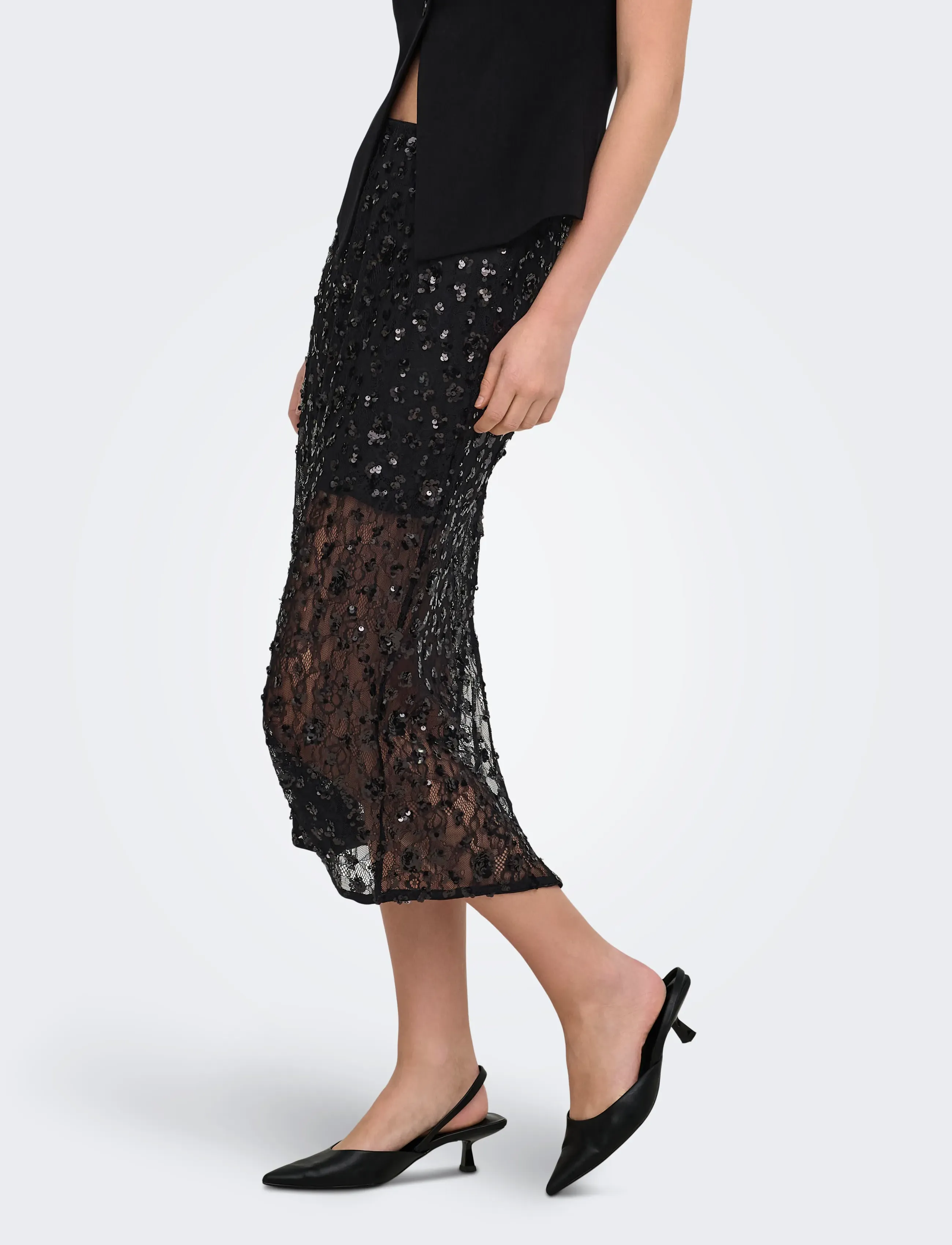 ONLY - ONLCELY SEQUINS MIDI SKIRT  WVN - sequin skirts - black - 0