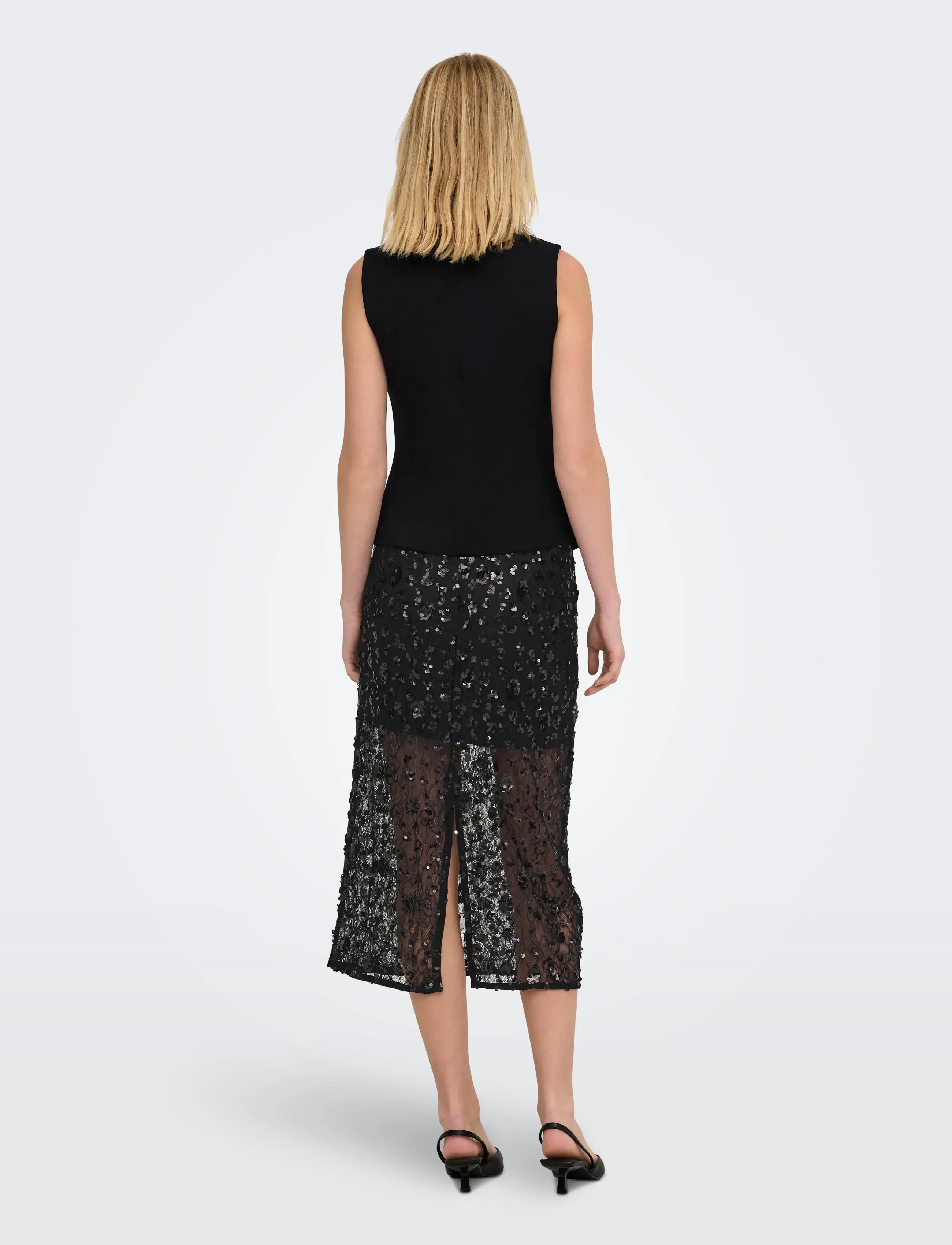 ONLY - ONLCELY SEQUINS MIDI SKIRT  WVN - sequin skirts - black - 3