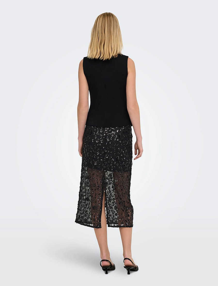 ONLY - ONLCELY SEQUINS MIDI SKIRT WVN - sequin skirts - black - 3