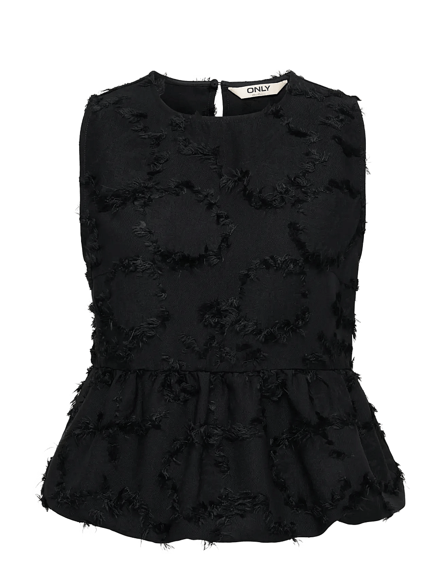 ONLY - ONLMETINA S/L JACQUARD DOBBY TOP WVN - Ärmlösa blusar - black - 1