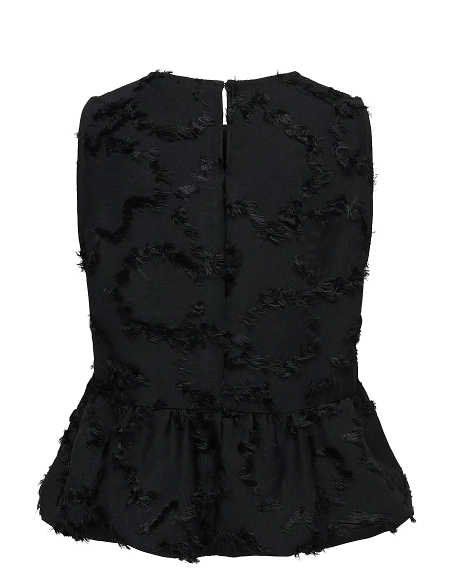 ONLY - ONLMETINA S/L JACQUARD DOBBY TOP WVN - Ärmlösa blusar - black - 2