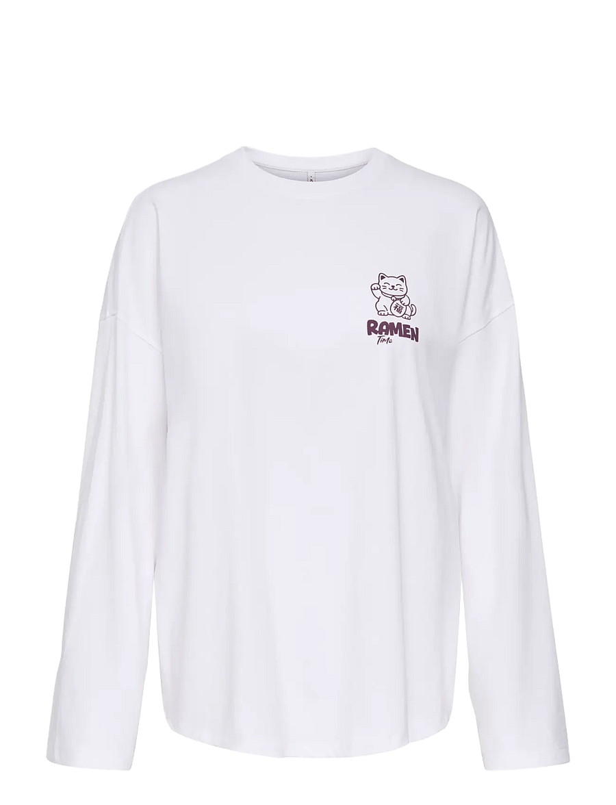 ONLY - ONLCELESTINE L/S PRINT TOP BOX JRS - långärmade toppar - bright white - 0