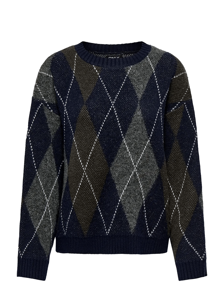ONLY - ONLRHOMBUS ARGYLE PULLOVER KNT NOOS - night sky - 1