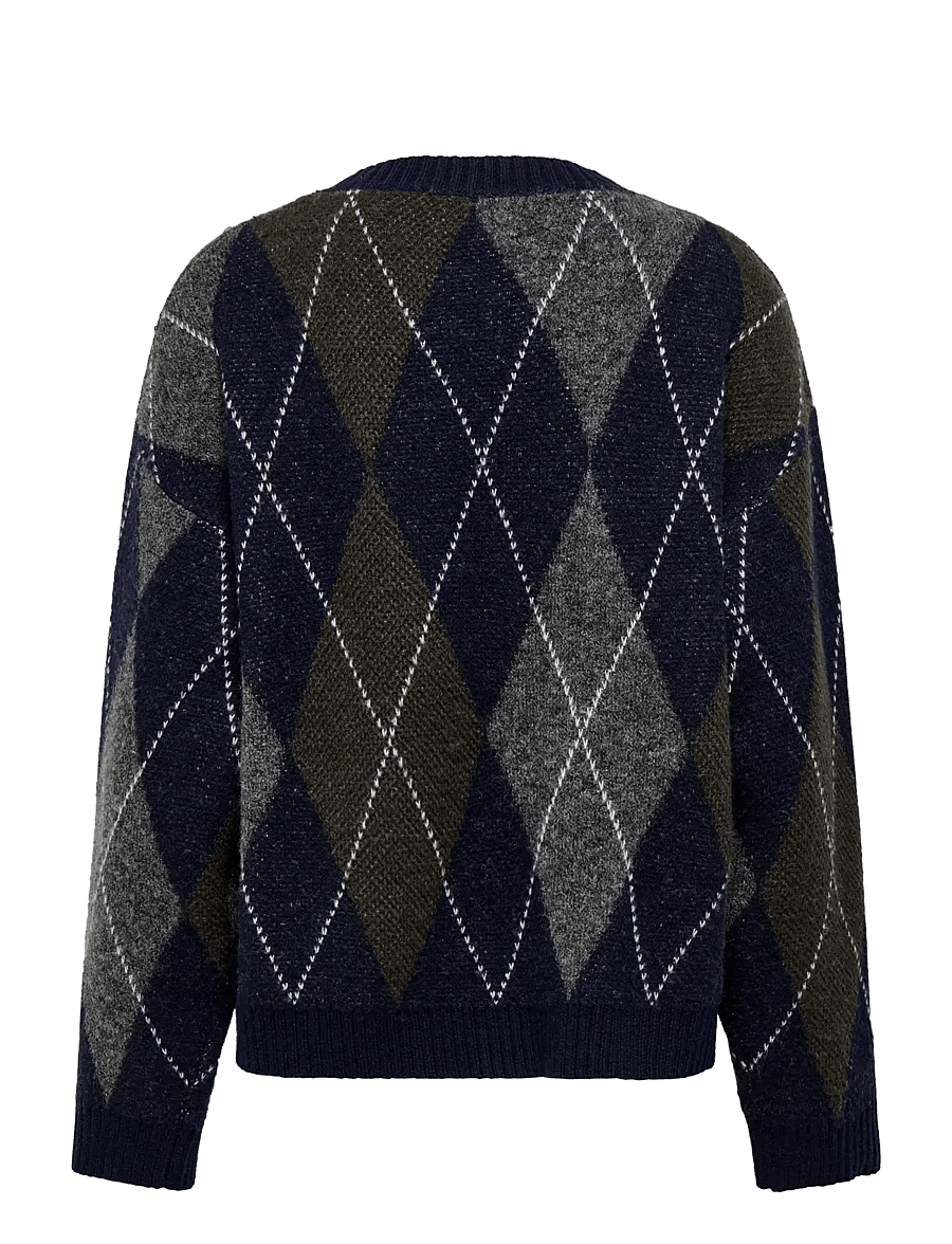 ONLY - ONLRHOMBUS ARGYLE PULLOVER KNT NOOS - night sky - 2