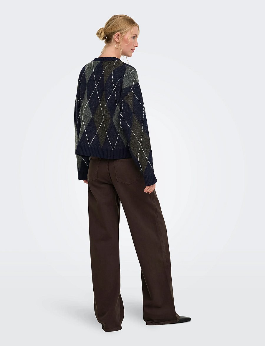 ONLY - ONLRHOMBUS ARGYLE PULLOVER KNT NOOS - night sky - 3