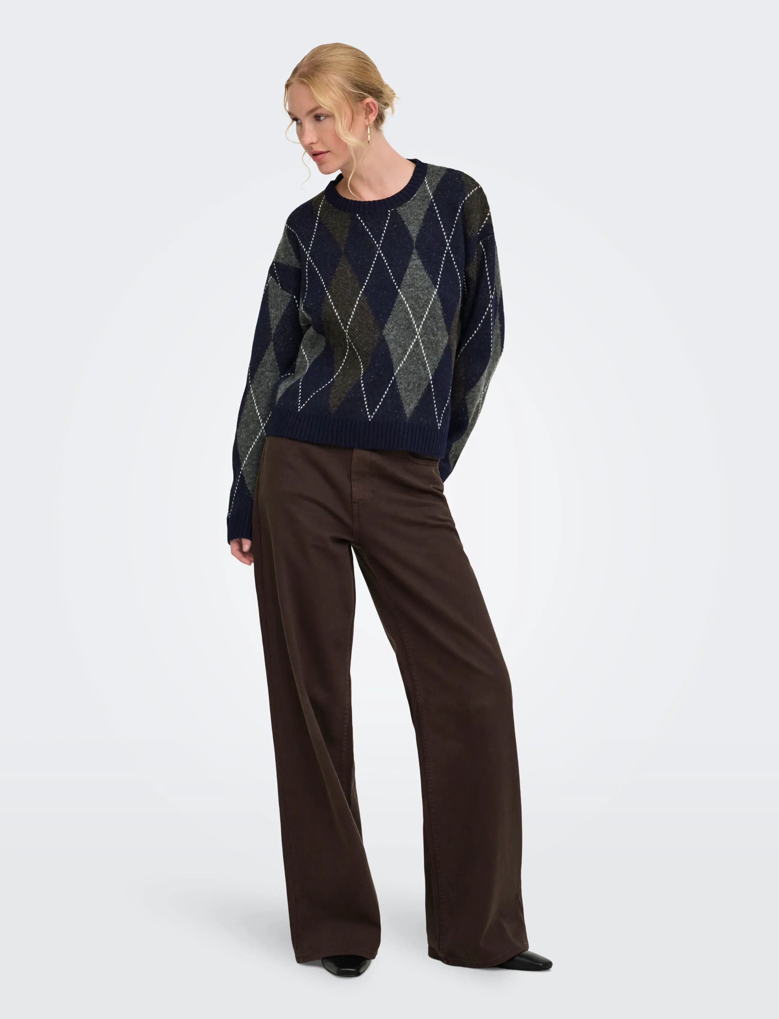 ONLY - ONLRHOMBUS ARGYLE PULLOVER KNT NOOS - night sky - 4