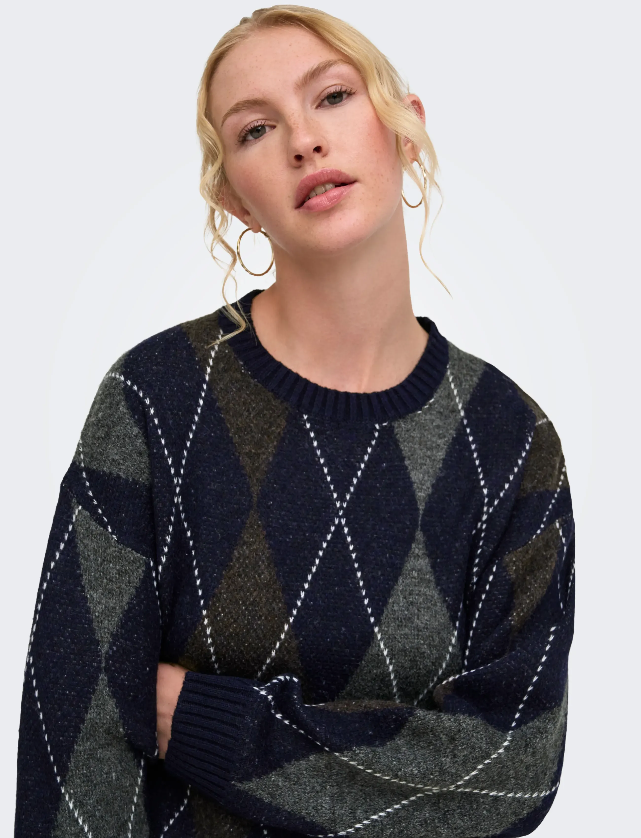 ONLY - ONLRHOMBUS ARGYLE PULLOVER KNT NOOS - night sky - 5