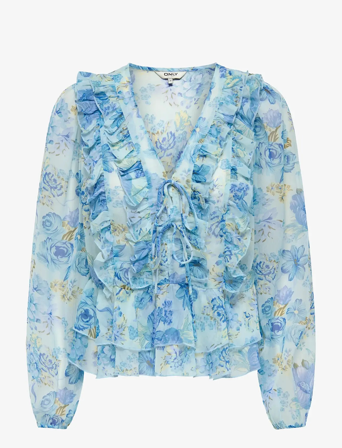 ONLY - ONLVICTORIA LS FRILL TOP WVN EX - langærmede bluser - cloud dancer - 1