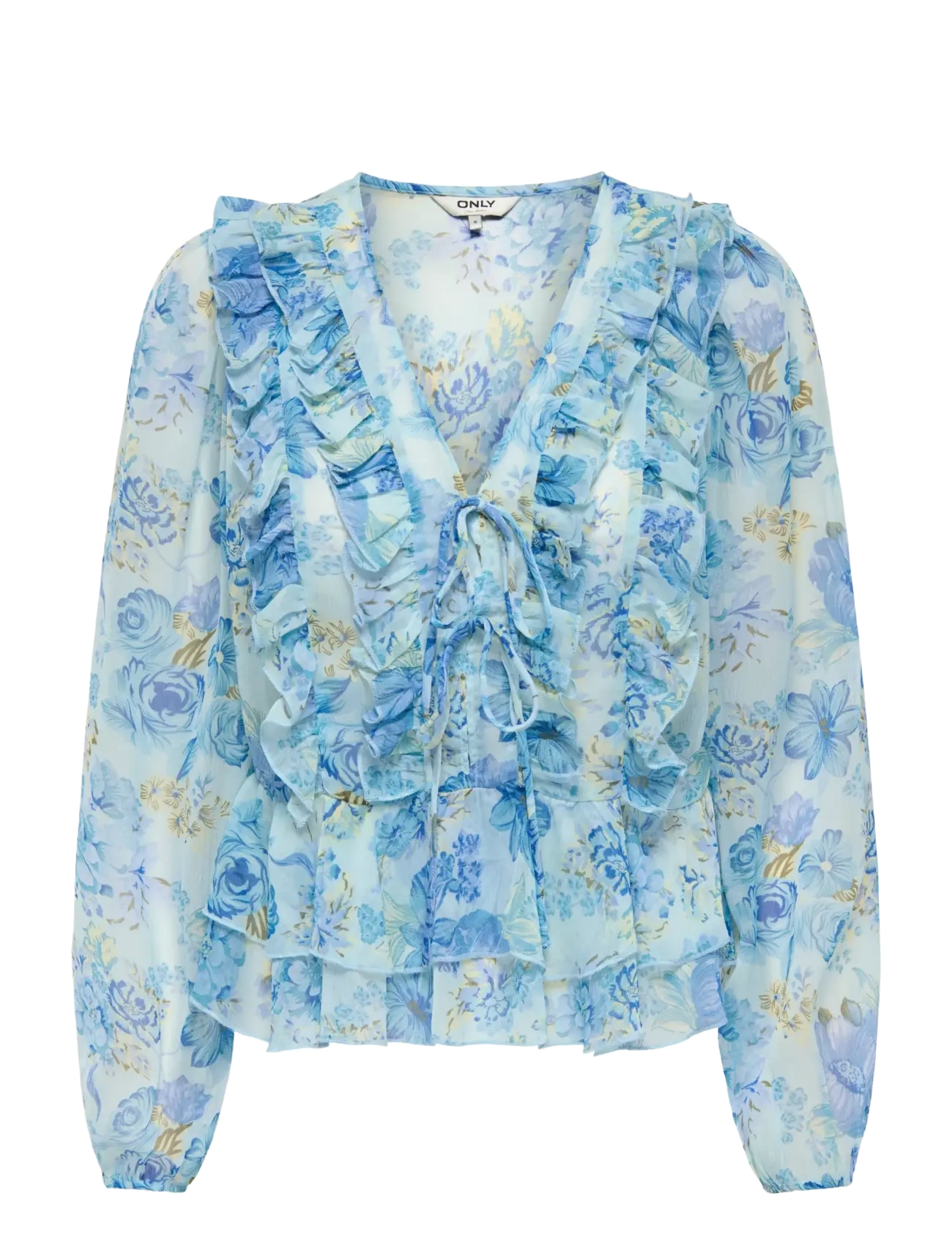 ONLY ONLVICTORIA LS FRILL TOP WVN EX - Tøj - CLOUD DANCER / blue