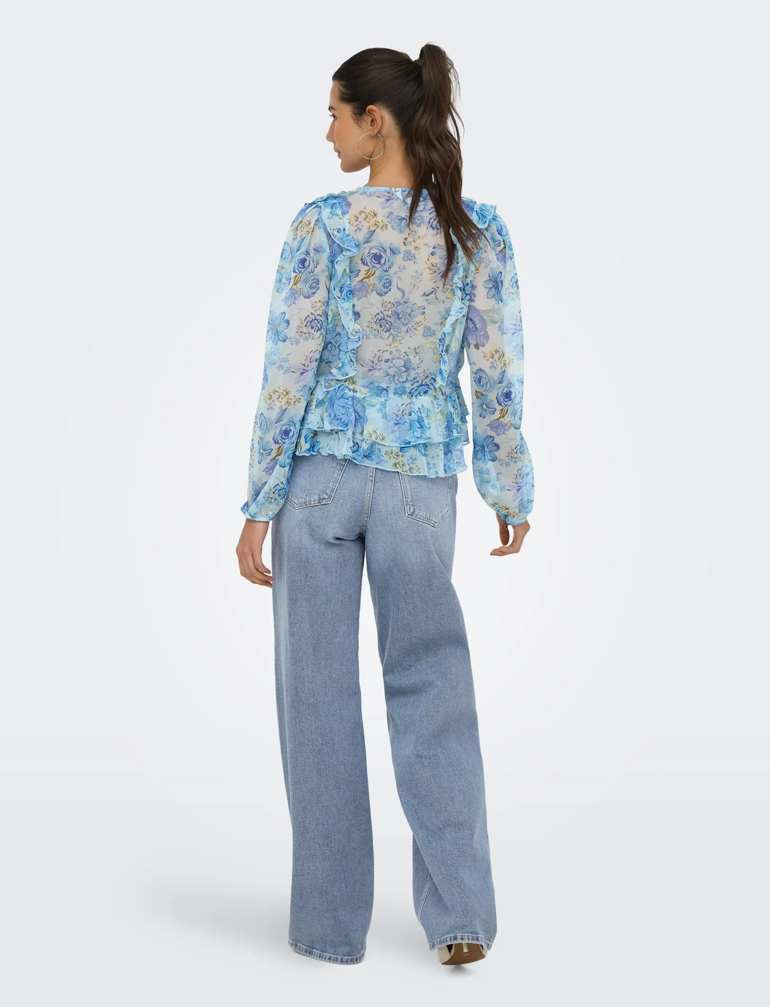 ONLY - ONLVICTORIA LS FRILL TOP WVN EX - pikkade varrukatega pluusid - cloud dancer - 3