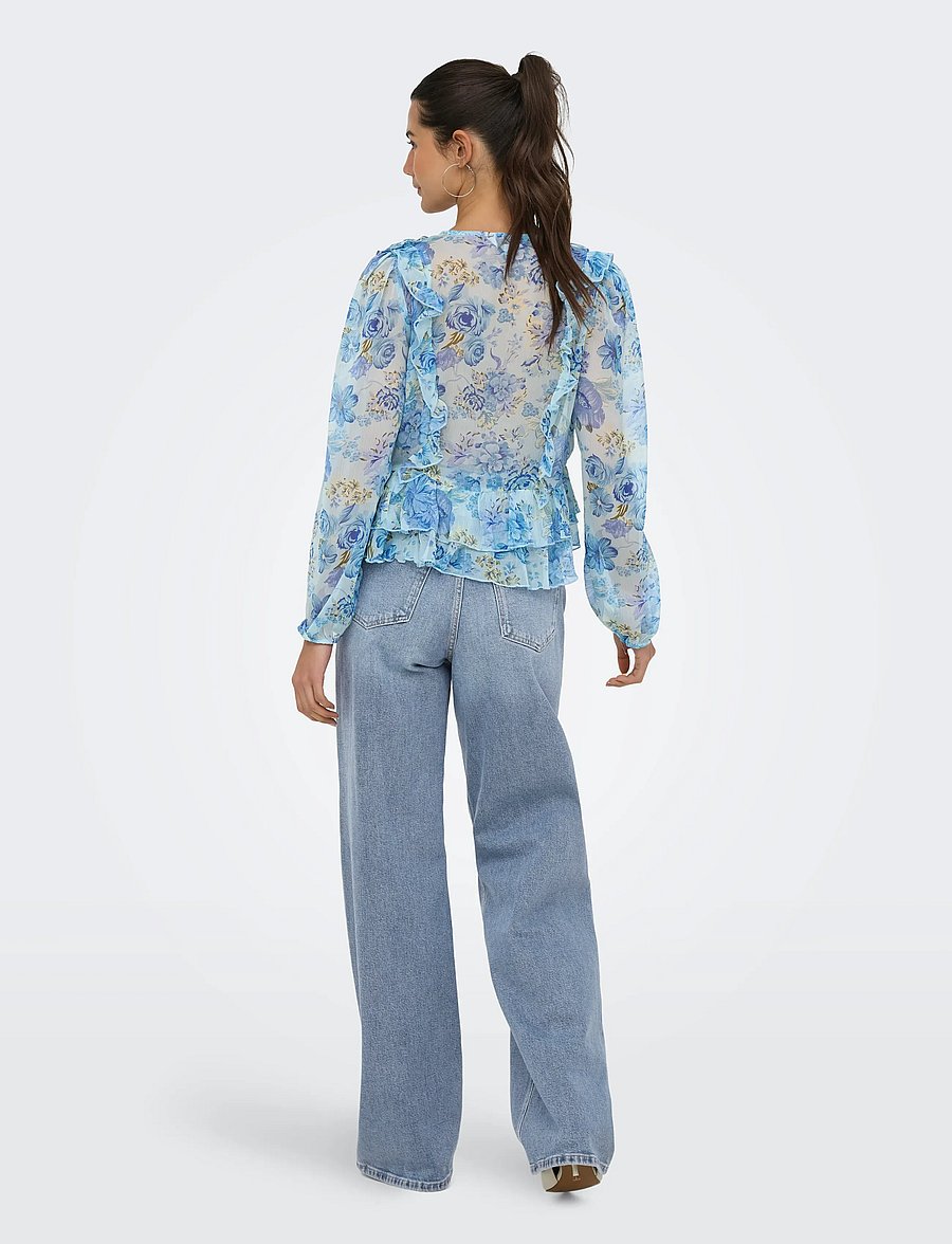 ONLY - ONLVICTORIA LS FRILL TOP WVN EX - langærmede bluser - cloud dancer - 3