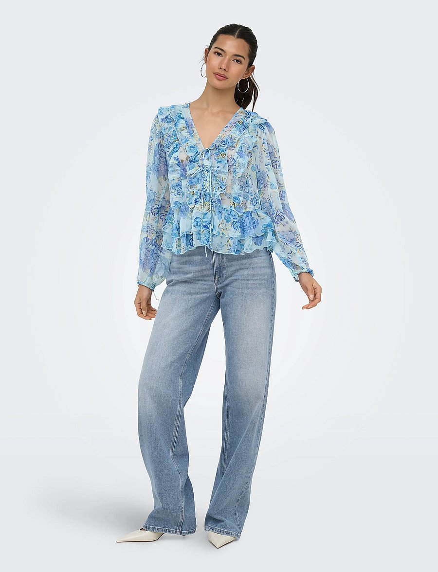ONLY - ONLVICTORIA LS FRILL TOP WVN EX - langærmede bluser - cloud dancer - 4