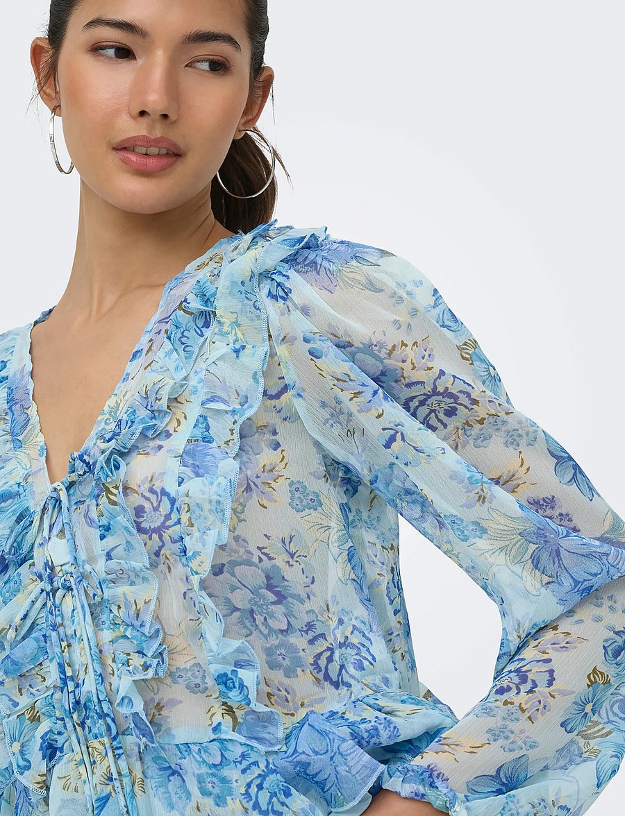 ONLY - ONLVICTORIA LS FRILL TOP WVN EX - langærmede bluser - cloud dancer - 5