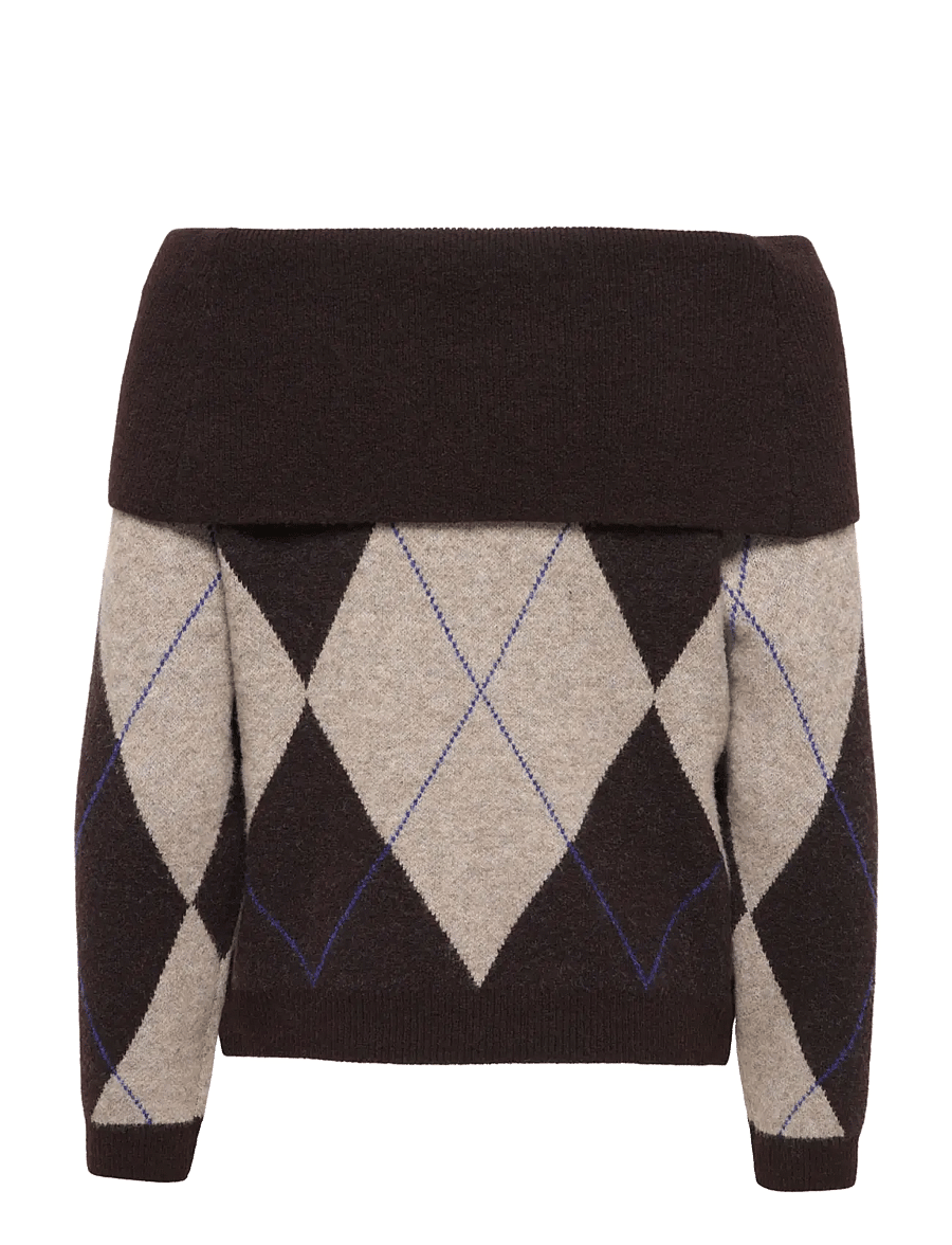 ONLY - ONLALIVIA LS OFF SHOULDER KNT - stickade tröjor - coffee bean - 2