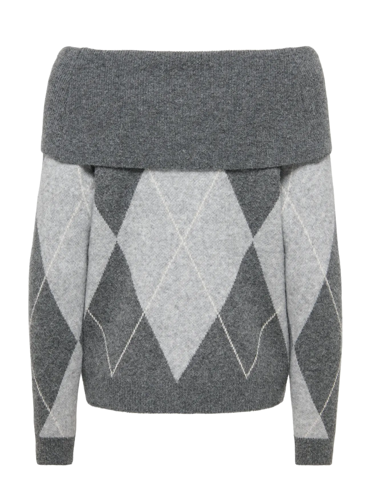 ONLY - ONLALIVIA LS OFF SHOULDER KNT - stickade tröjor - dark grey melange - 2