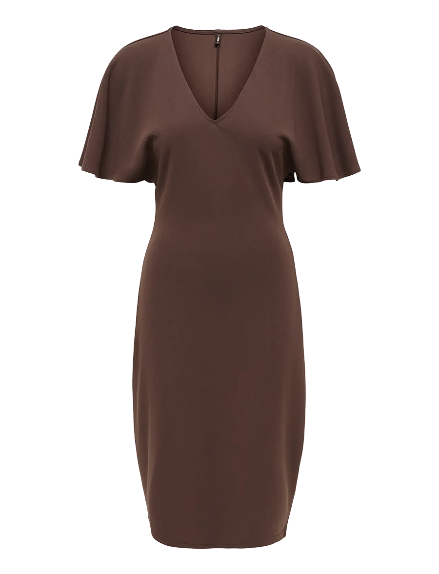 ONLY - ONLPEPPER S/S SLIT DRESS CS JRS - kootud kleidid - coffee bean - 0