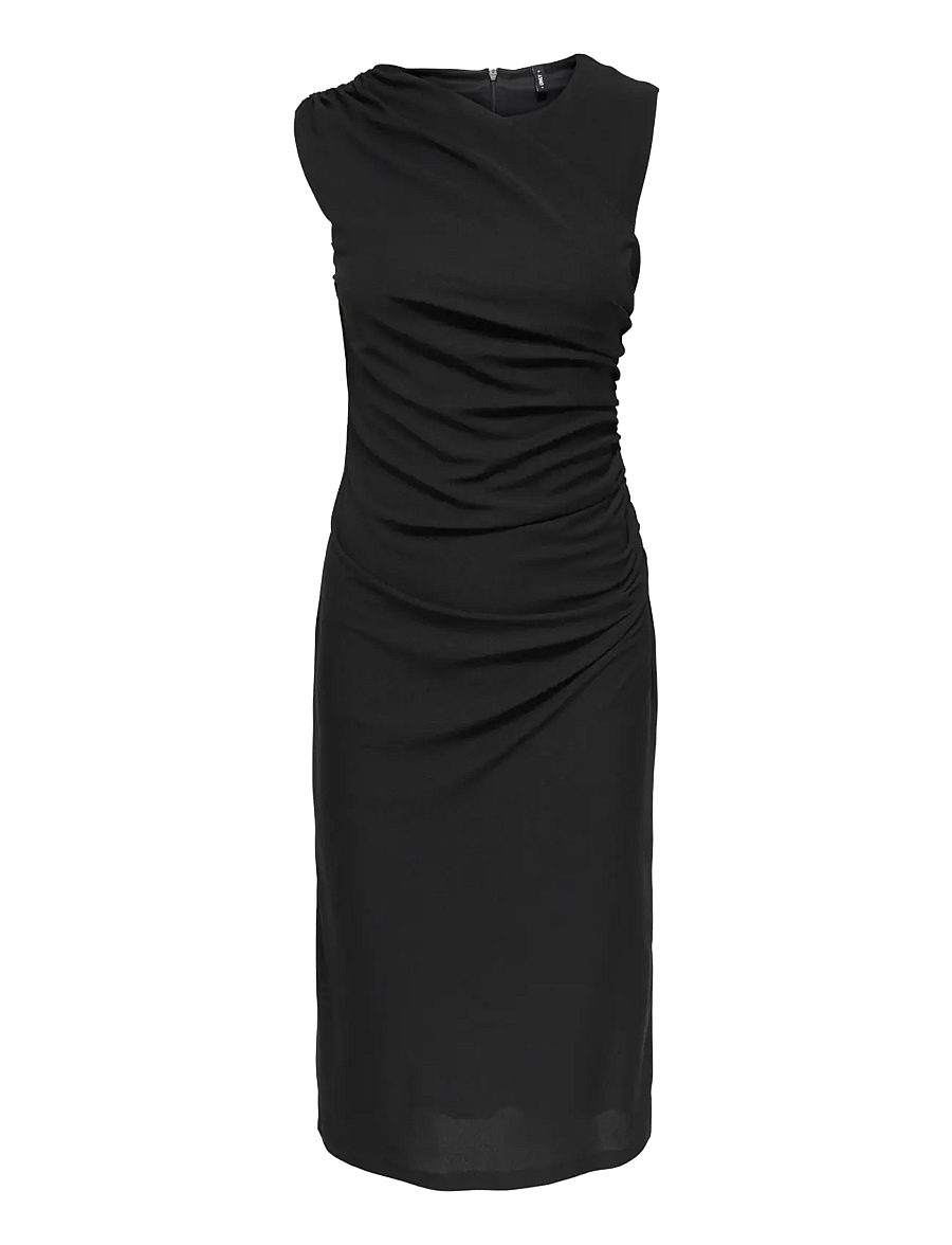 ONLY - ONLAMBER S/L RUCHING MIDI DRESS CS JRS - stramme kjoler - black - 0