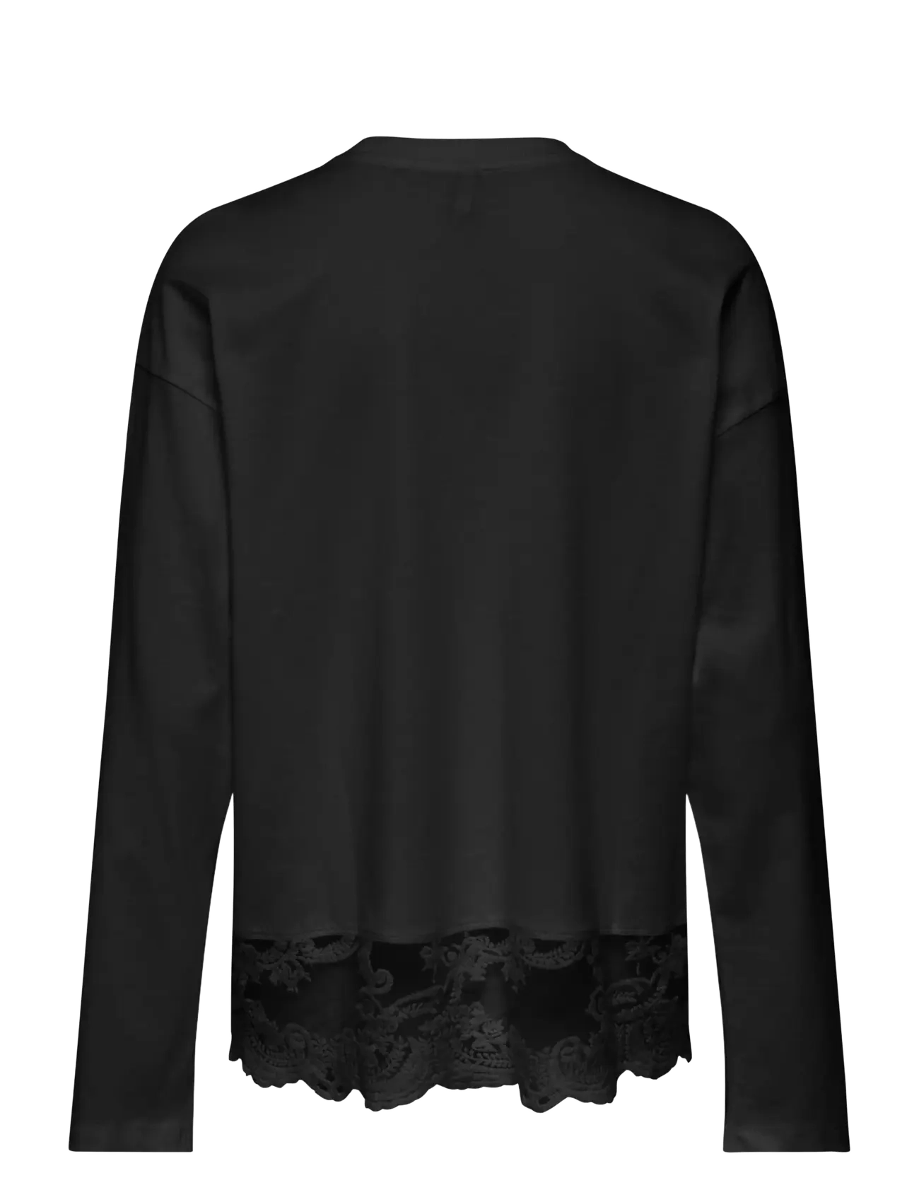 ONLY - ONLVIVVI L/S LACE BOTTOM JRS NOOS - langärmlige tops - black - 1